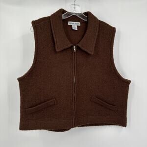 David Hollis Womens Vest‎ XL Wool Minimalist Quiet Luxury Brown Dark Academia